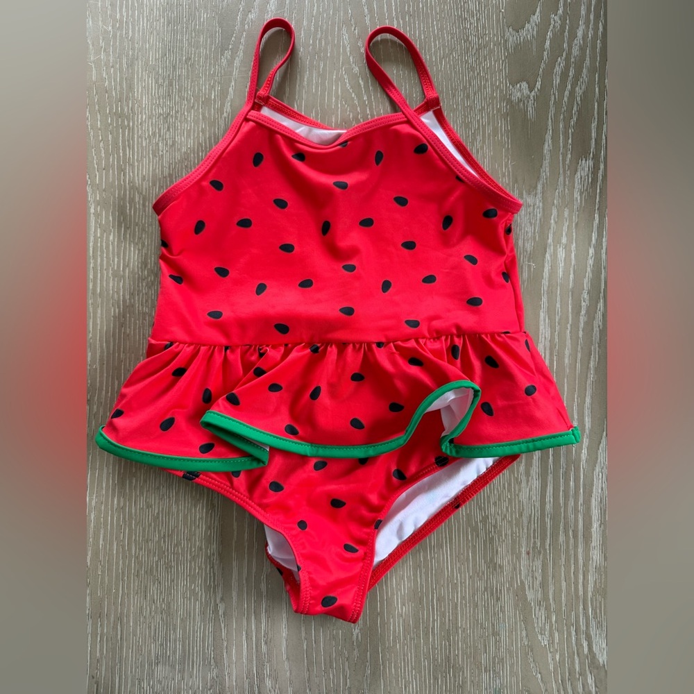 Girls' Red Watermelon One-Piece Swimsuit